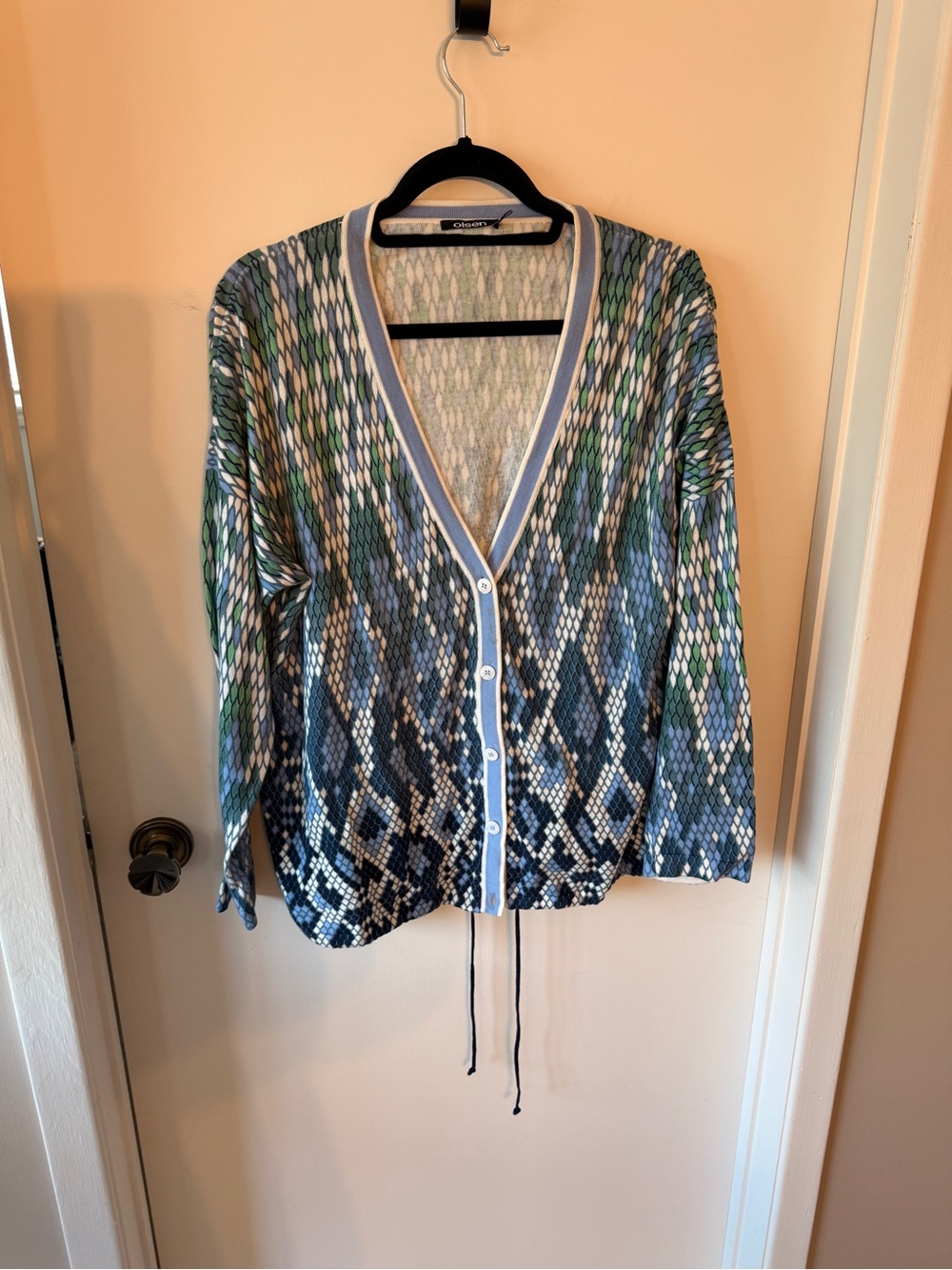 Olsen Cora Relaxed Fit Cardigan — Blue/Green Ombre Knit, Sz M-L/12